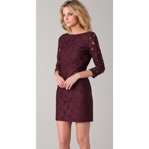 Diane Von Furstenberg Dark Romantic Sarita Flower Laced Plum, Deep Purple Dress